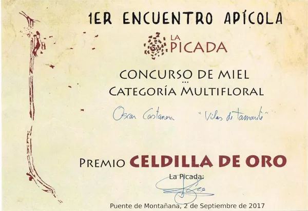 1r Premio 2017 Miel de Mil Flores. Concurso de miel La Picada